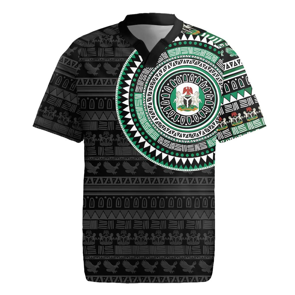 Nigeria African Tribal Pattern Rugby Jersey Chest Arm Tattoo