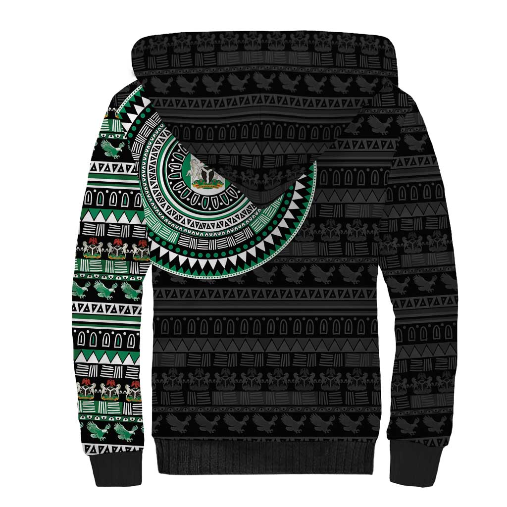 Nigeria African Tribal Pattern Sherpa Hoodie Chest Arm Tattoo
