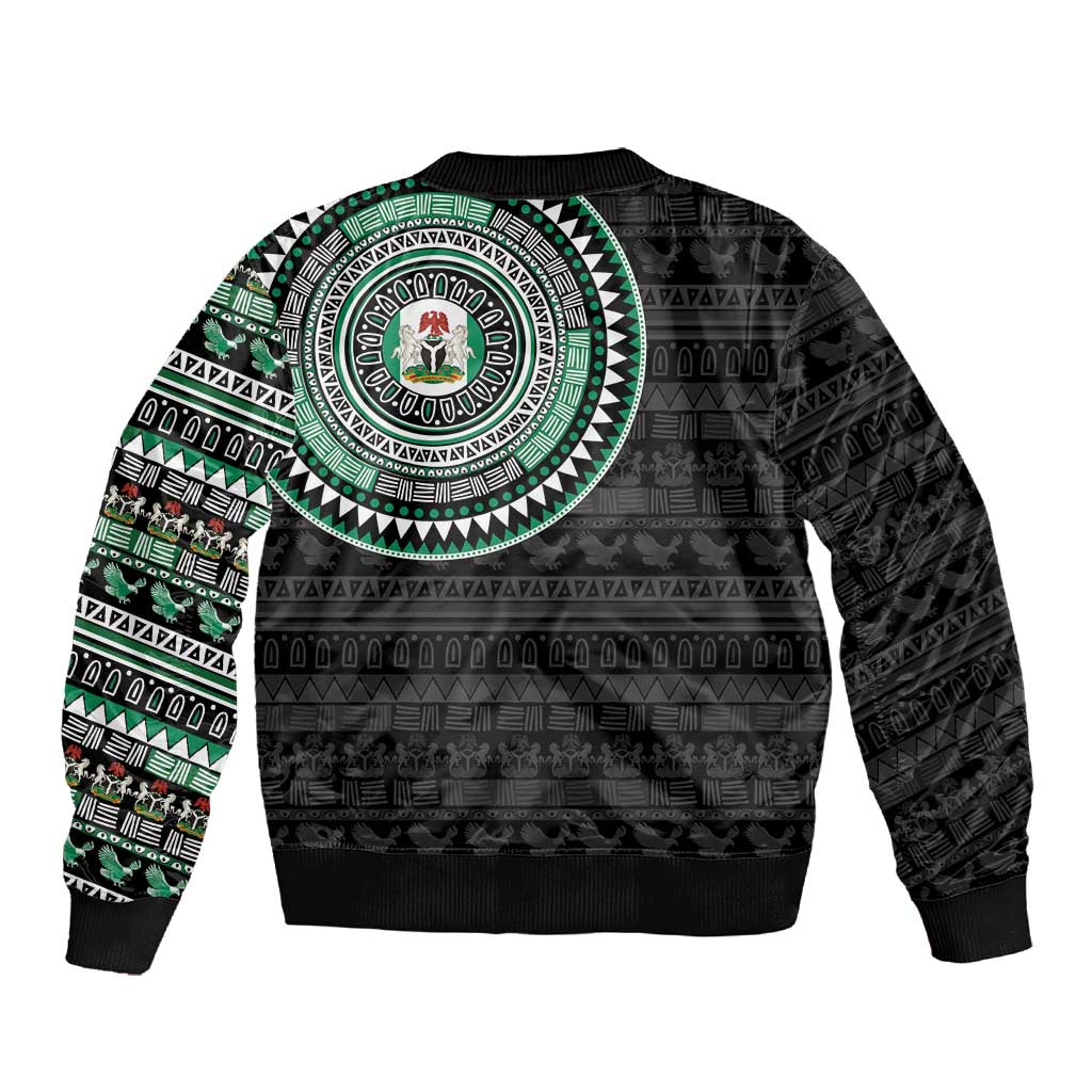 Nigeria African Tribal Pattern Sleeve Zip Bomber Jacket Chest Arm Tattoo