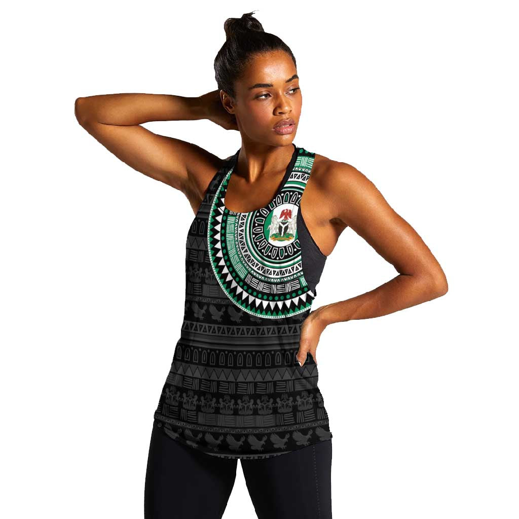 Nigeria African Tribal Pattern Women Racerback Tank Chest Arm Tattoo