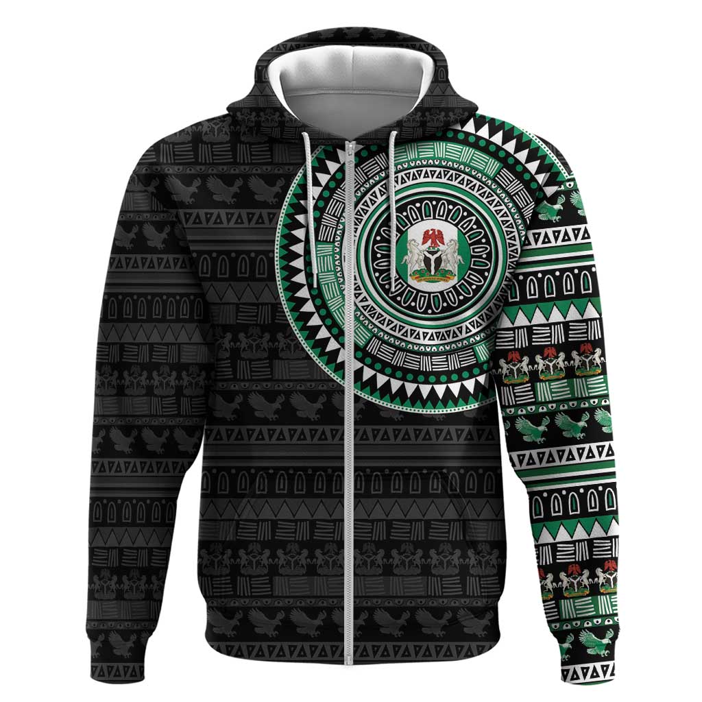 Nigeria African Tribal Pattern Zip Hoodie Chest Arm Tattoo