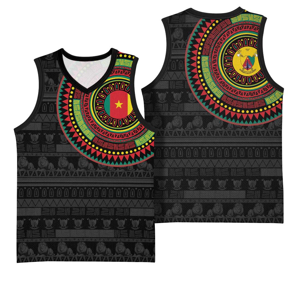 Cameroon African Tribal Pattern Basketball Jersey Chest Arm Tattoo - African Pride
