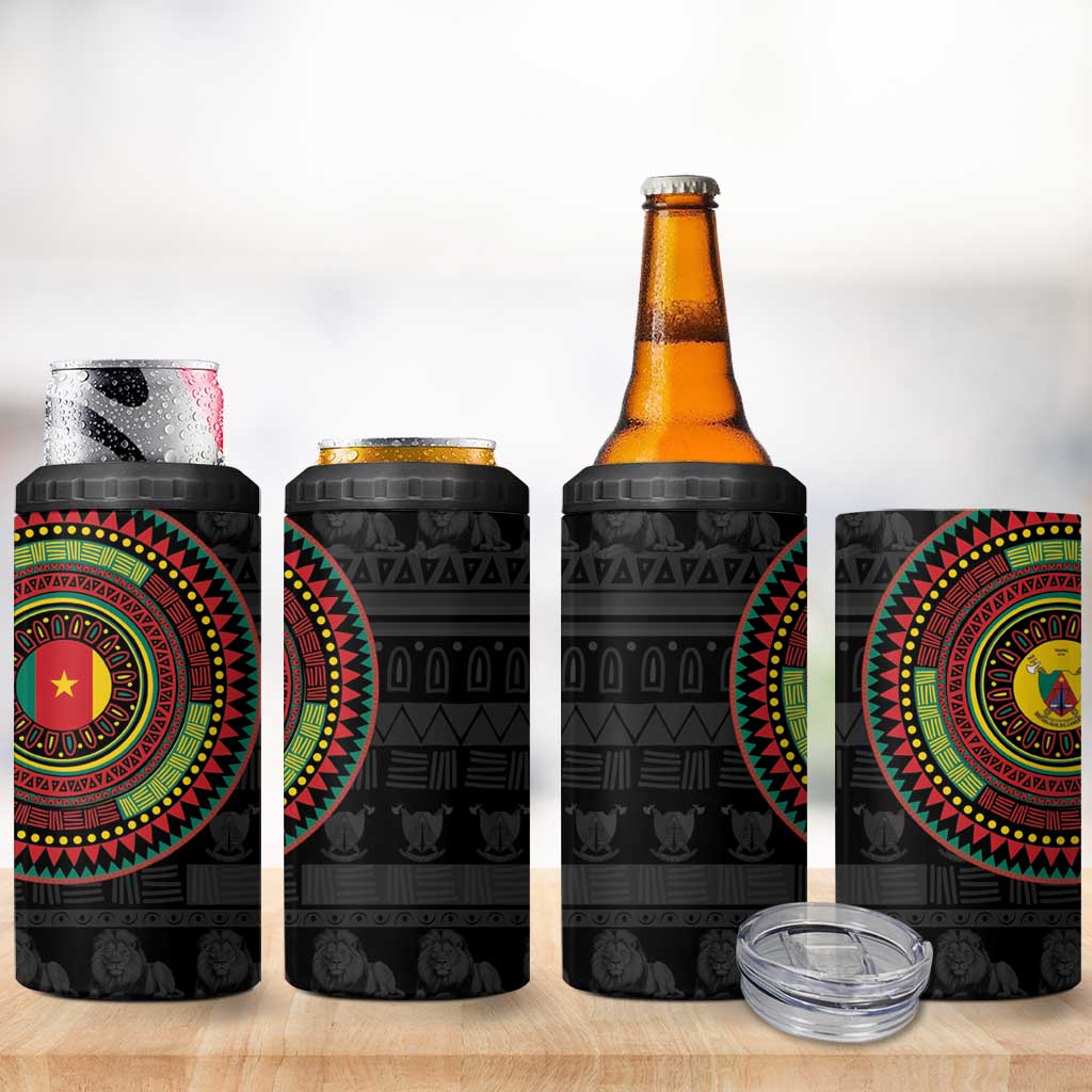Cameroon African Tribal Pattern 4 in 1 Can Cooler Tumbler Chest Arm Tattoo