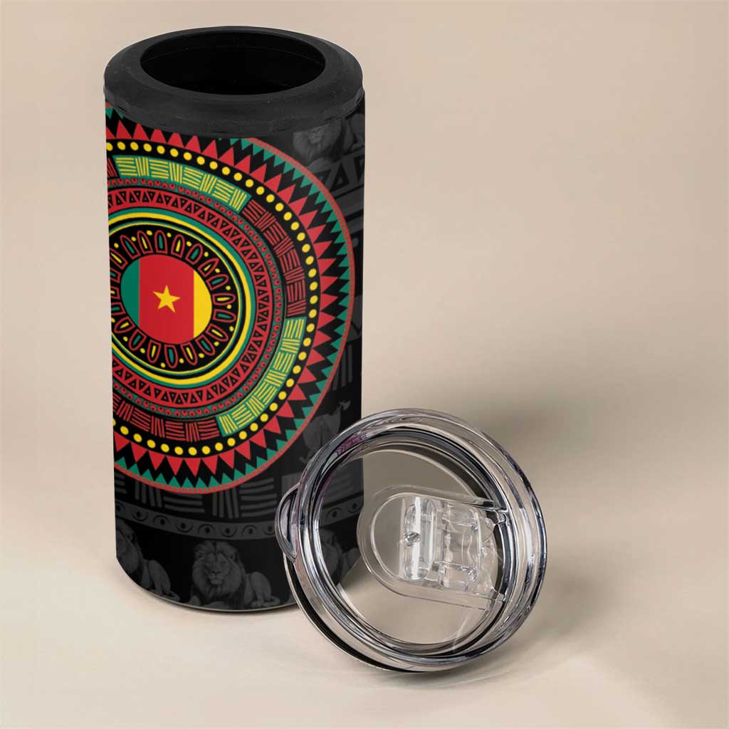 Cameroon African Tribal Pattern 4 in 1 Can Cooler Tumbler Chest Arm Tattoo