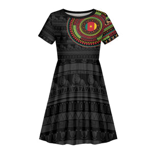 Cameroon African Tribal Pattern Kid Short Sleeve Dress Chest Arm Tattoo