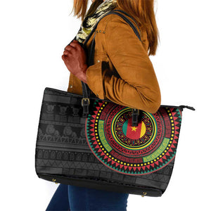 Cameroon African Tribal Pattern Leather Tote Bag Chest Arm Tattoo