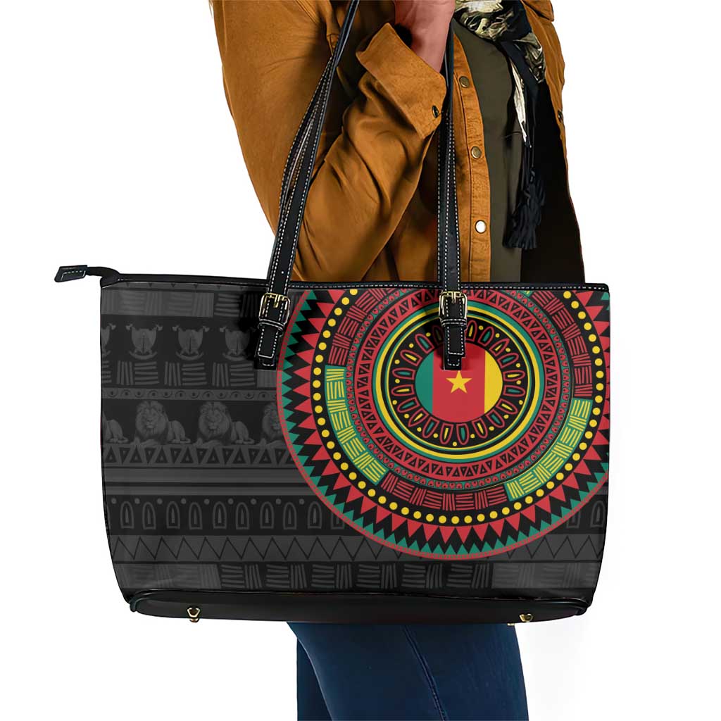 Cameroon African Tribal Pattern Leather Tote Bag Chest Arm Tattoo