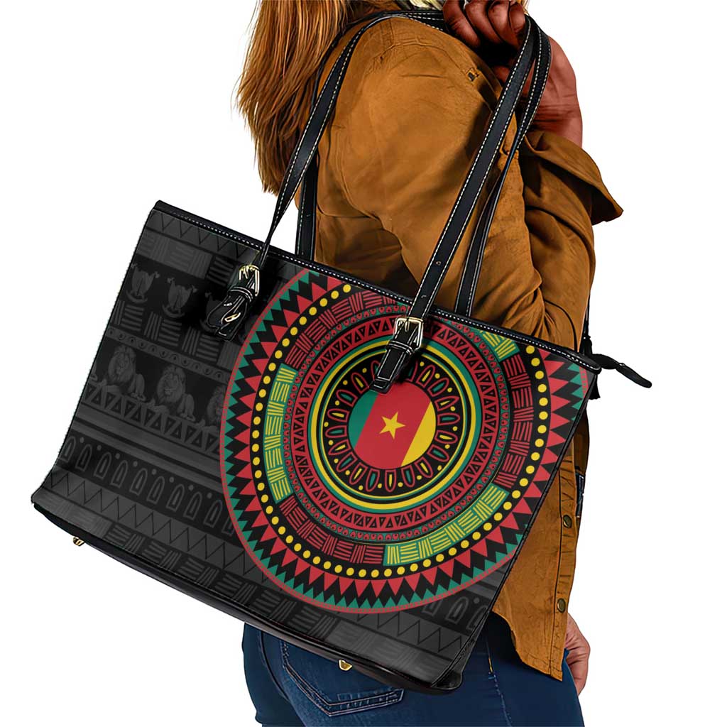 Cameroon African Tribal Pattern Leather Tote Bag Chest Arm Tattoo