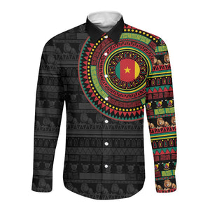 Cameroon African Tribal Pattern Long Sleeve Button Shirt Chest Arm Tattoo