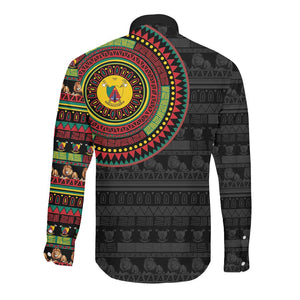 Cameroon African Tribal Pattern Long Sleeve Button Shirt Chest Arm Tattoo