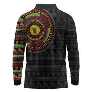 Cameroon African Tribal Pattern Long Sleeve Polo Shirt Chest Arm Tattoo