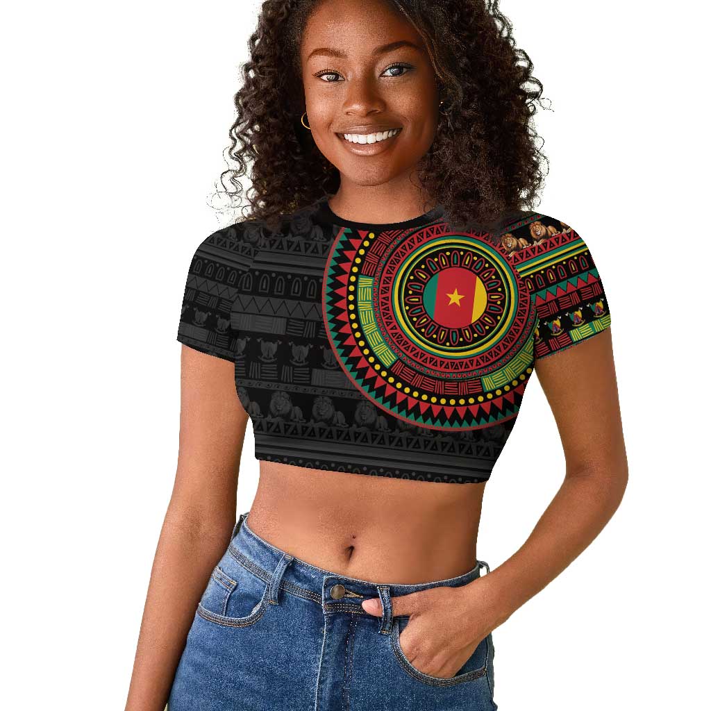 Cameroon African Tribal Pattern Raglan Cropped T shirt Chest Arm Tattoo