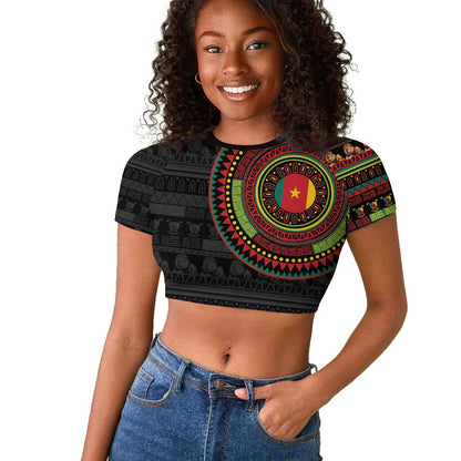 Cameroon African Tribal Pattern Raglan Cropped T shirt Chest Arm Tattoo