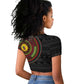Cameroon African Tribal Pattern Raglan Cropped T shirt Chest Arm Tattoo