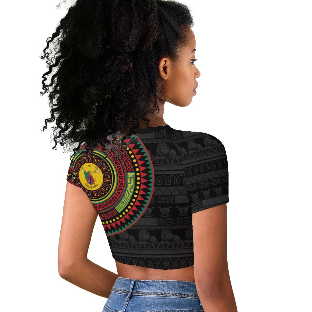 Cameroon African Tribal Pattern Raglan Cropped T shirt Chest Arm Tattoo