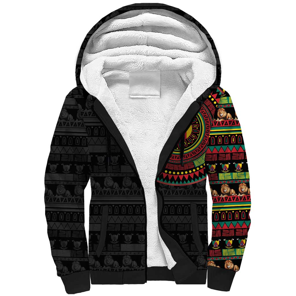 Cameroon African Tribal Pattern Sherpa Hoodie Chest Arm Tattoo