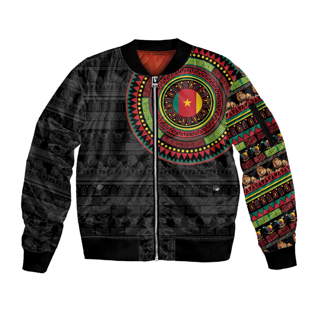 Cameroon African Tribal Pattern Sleeve Zip Bomber Jacket Chest Arm Tattoo