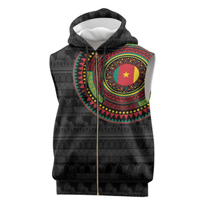 Cameroon African Tribal Pattern Sleeveless Zip Hoodie Chest Arm Tattoo - African Pride