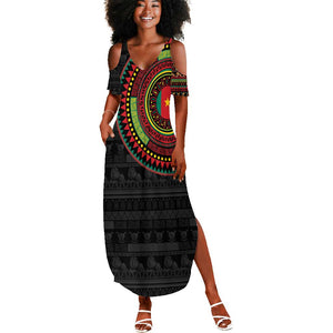 Cameroon African Tribal Pattern Summer Maxi Dress Chest Arm Tattoo