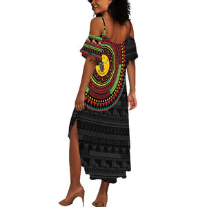 Cameroon African Tribal Pattern Summer Maxi Dress Chest Arm Tattoo