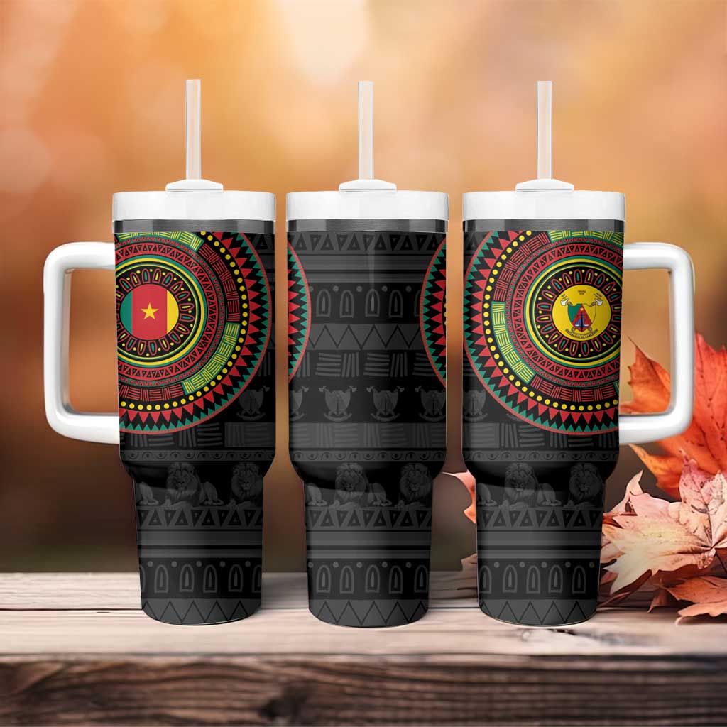 Cameroon African Tribal Pattern Tumbler With Handle Chest Arm Tattoo
