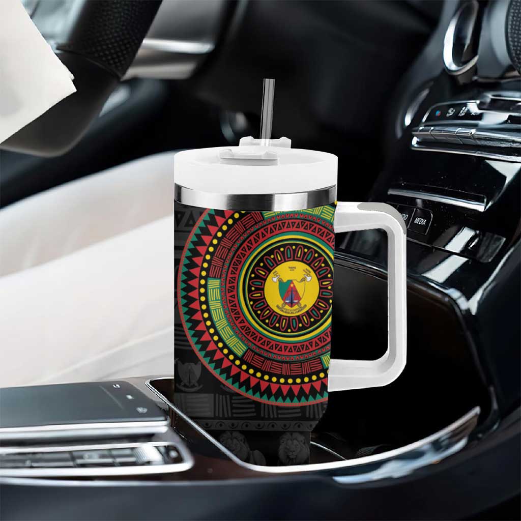 Cameroon African Tribal Pattern Tumbler With Handle Chest Arm Tattoo