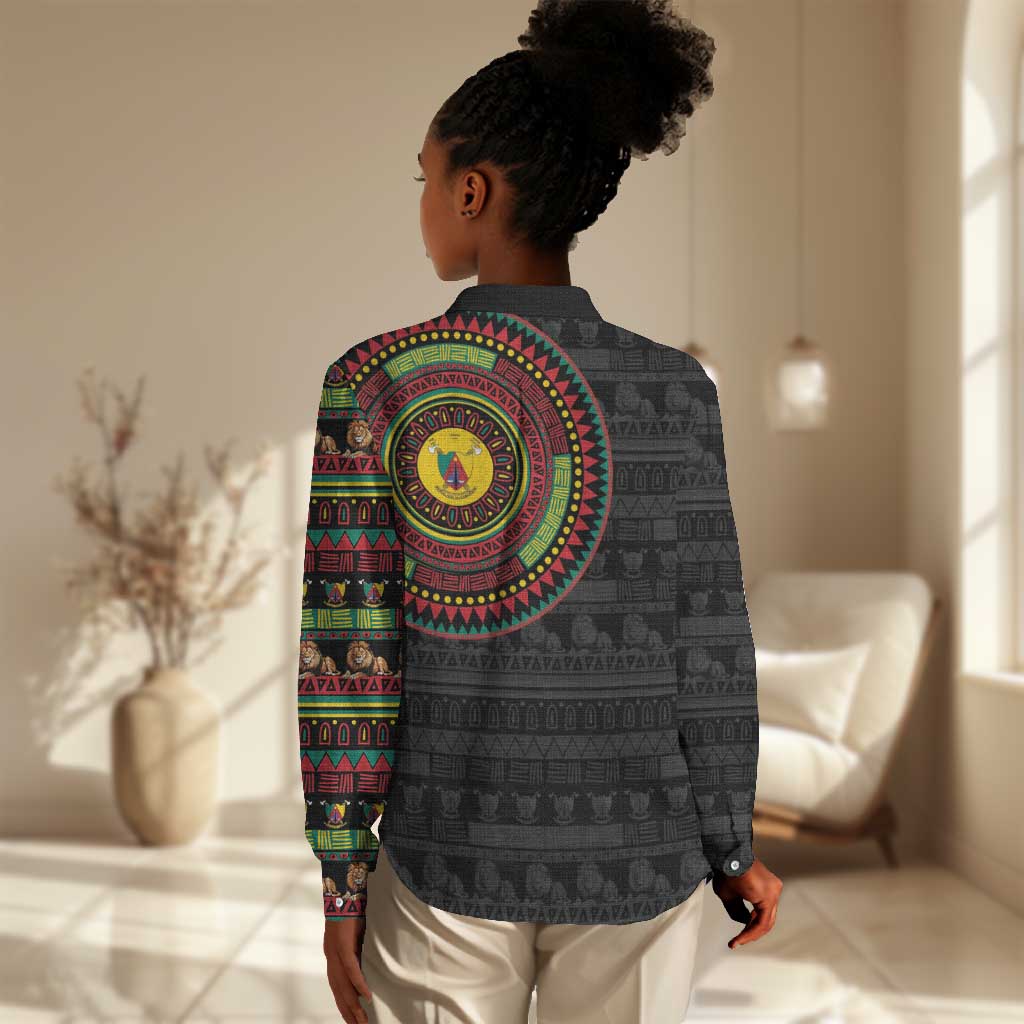 Cameroon African Tribal Pattern Women Casual Shirt Chest Arm Tattoo