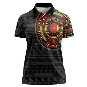 Cameroon African Tribal Pattern Women Polo Shirt Chest Arm Tattoo