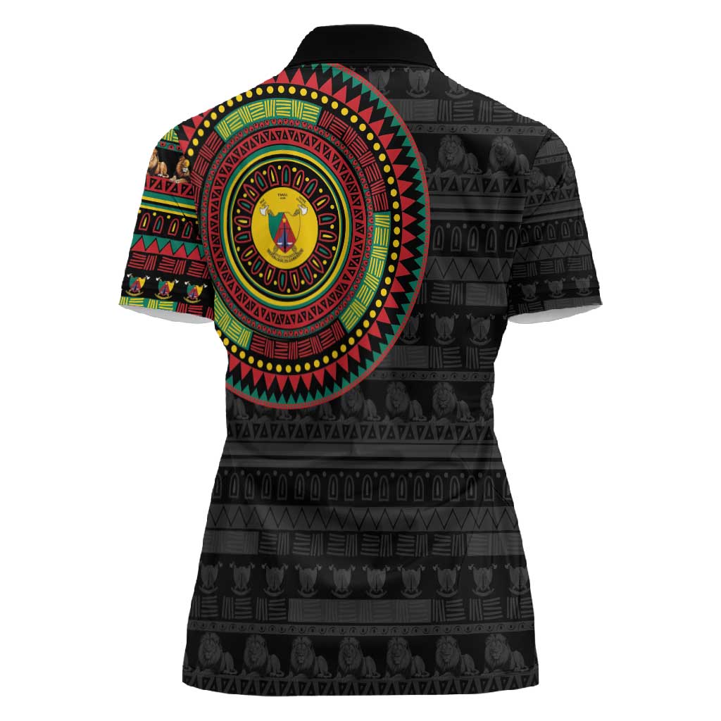 Cameroon African Tribal Pattern Women Polo Shirt Chest Arm Tattoo
