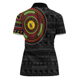 Cameroon African Tribal Pattern Women Polo Shirt Chest Arm Tattoo
