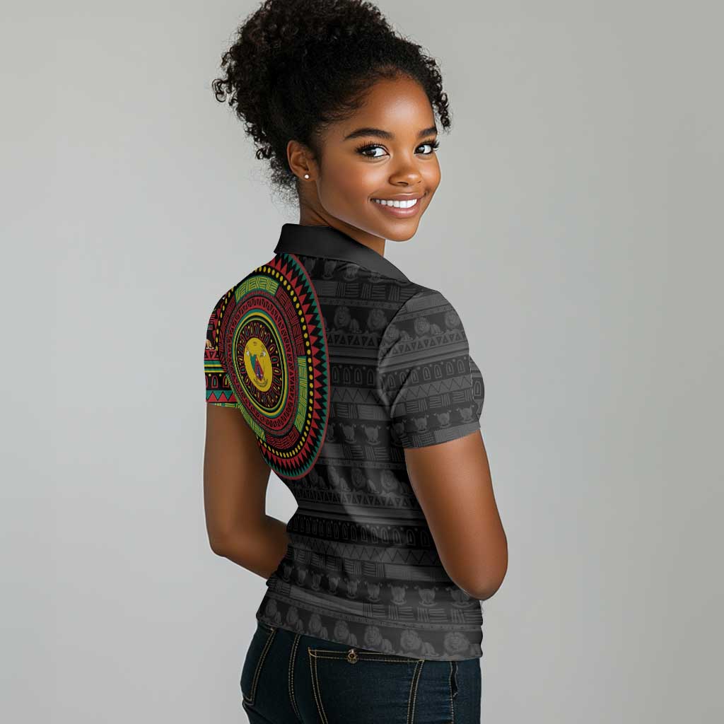 Cameroon African Tribal Pattern Women Polo Shirt Chest Arm Tattoo