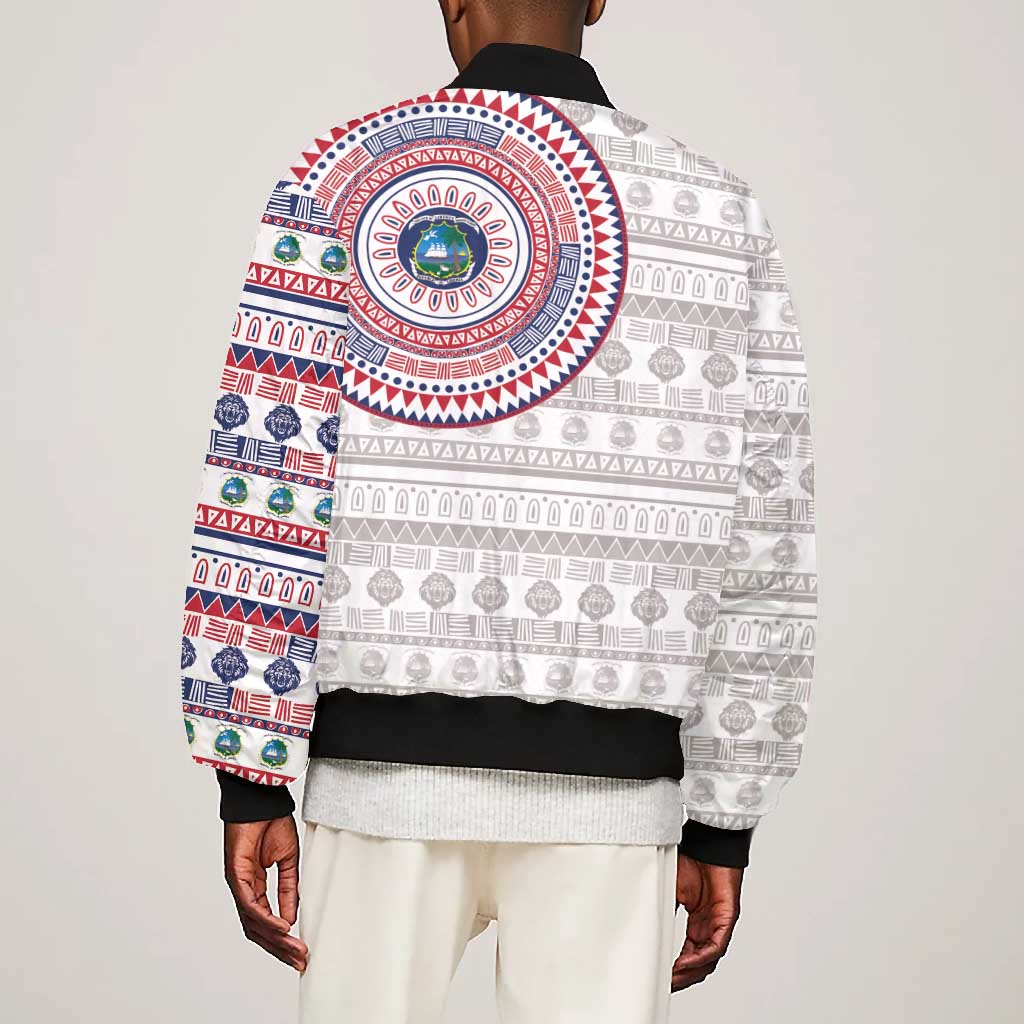 Liberia African Tribal Pattern Bomber Jacket Chest Arm Tattoo