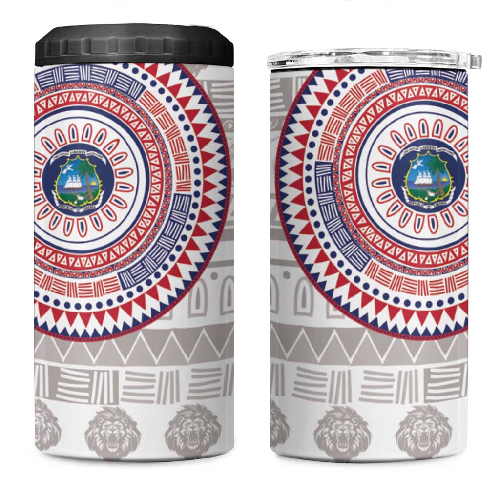 Liberia African Tribal Pattern 4 in 1 Can Cooler Tumbler Chest Arm Tattoo