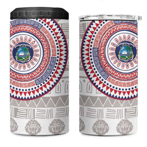 Liberia African Tribal Pattern 4 in 1 Can Cooler Tumbler Chest Arm Tattoo