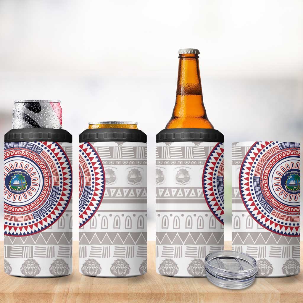 Liberia African Tribal Pattern 4 in 1 Can Cooler Tumbler Chest Arm Tattoo