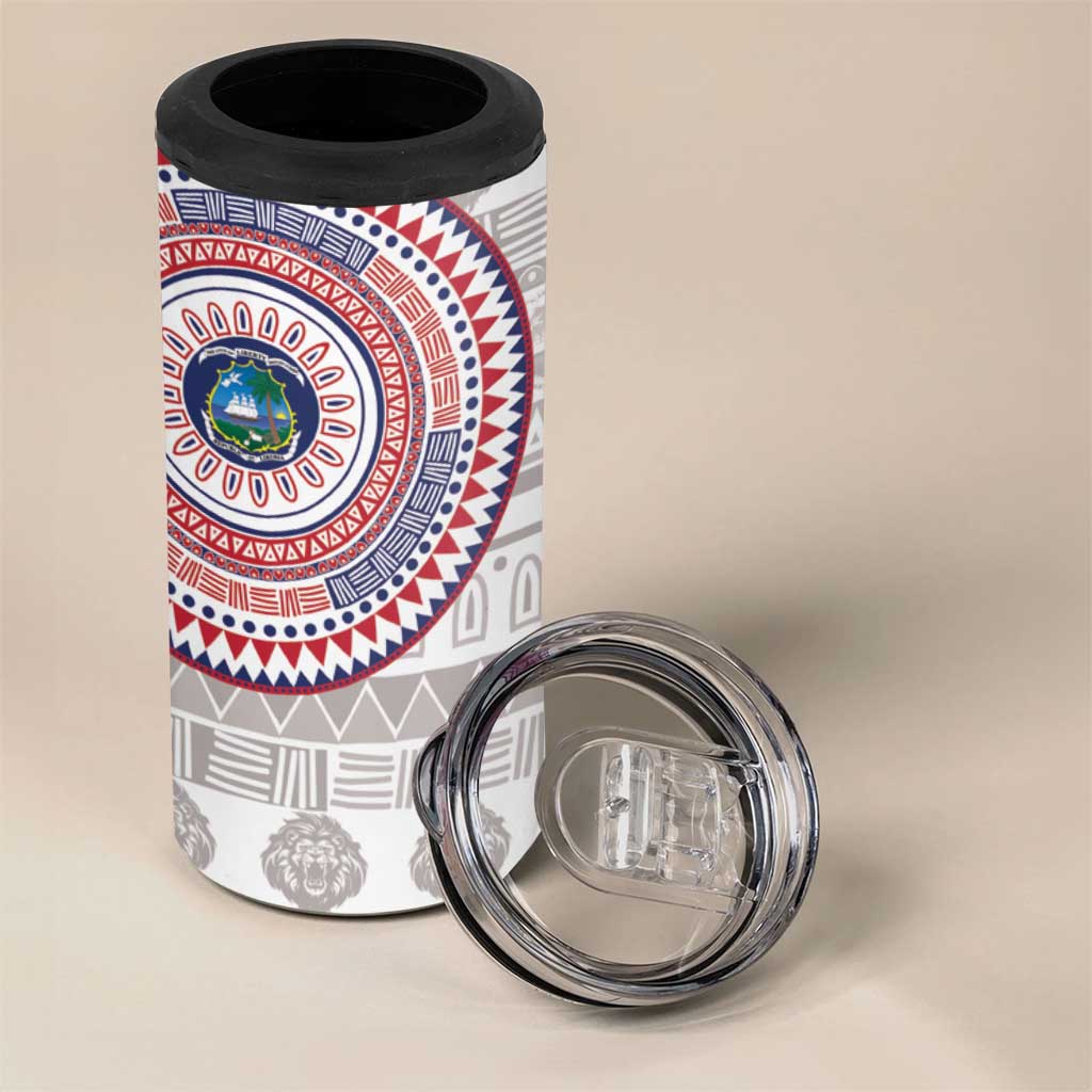Liberia African Tribal Pattern 4 in 1 Can Cooler Tumbler Chest Arm Tattoo