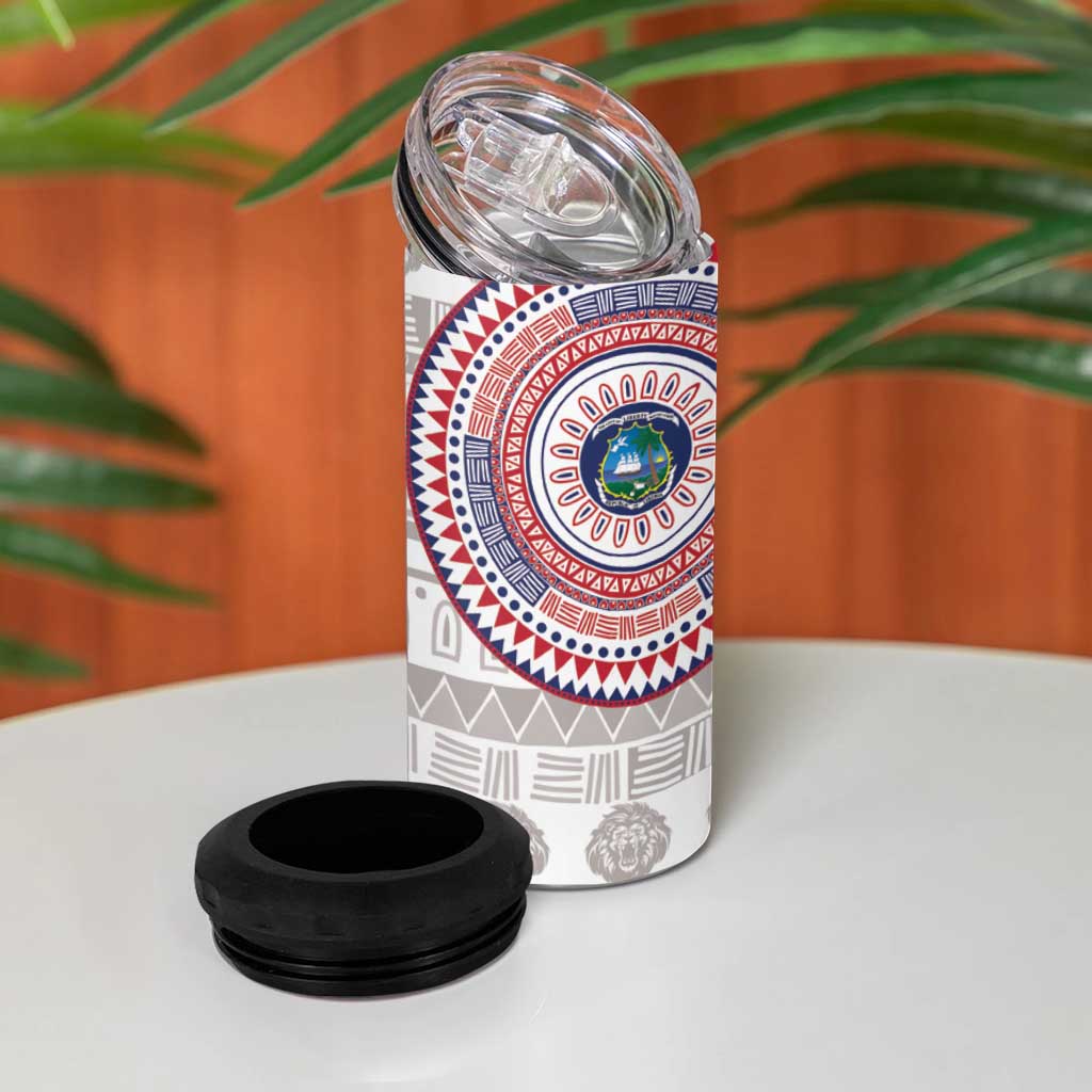 Liberia African Tribal Pattern 4 in 1 Can Cooler Tumbler Chest Arm Tattoo