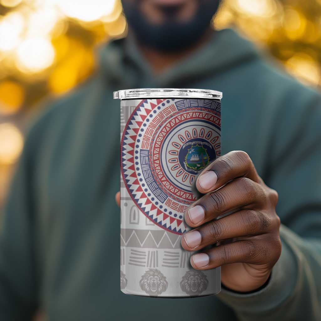 Liberia African Tribal Pattern 4 in 1 Can Cooler Tumbler Chest Arm Tattoo