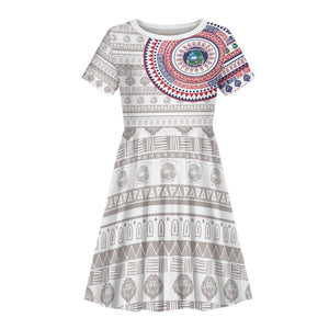 Liberia African Tribal Pattern Kid Short Sleeve Dress Chest Arm Tattoo
