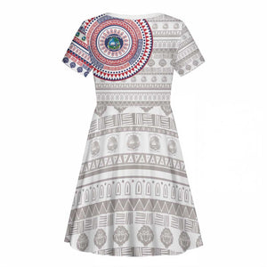 Liberia African Tribal Pattern Kid Short Sleeve Dress Chest Arm Tattoo