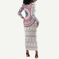Liberia African Tribal Pattern Long Sleeve Bodycon Dress Chest Arm Tattoo LT15