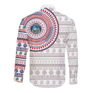 Liberia African Tribal Pattern Long Sleeve Button Shirt Chest Arm Tattoo