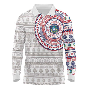 Liberia African Tribal Pattern Long Sleeve Polo Shirt Chest Arm Tattoo