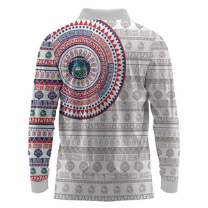 Liberia African Tribal Pattern Long Sleeve Polo Shirt Chest Arm Tattoo