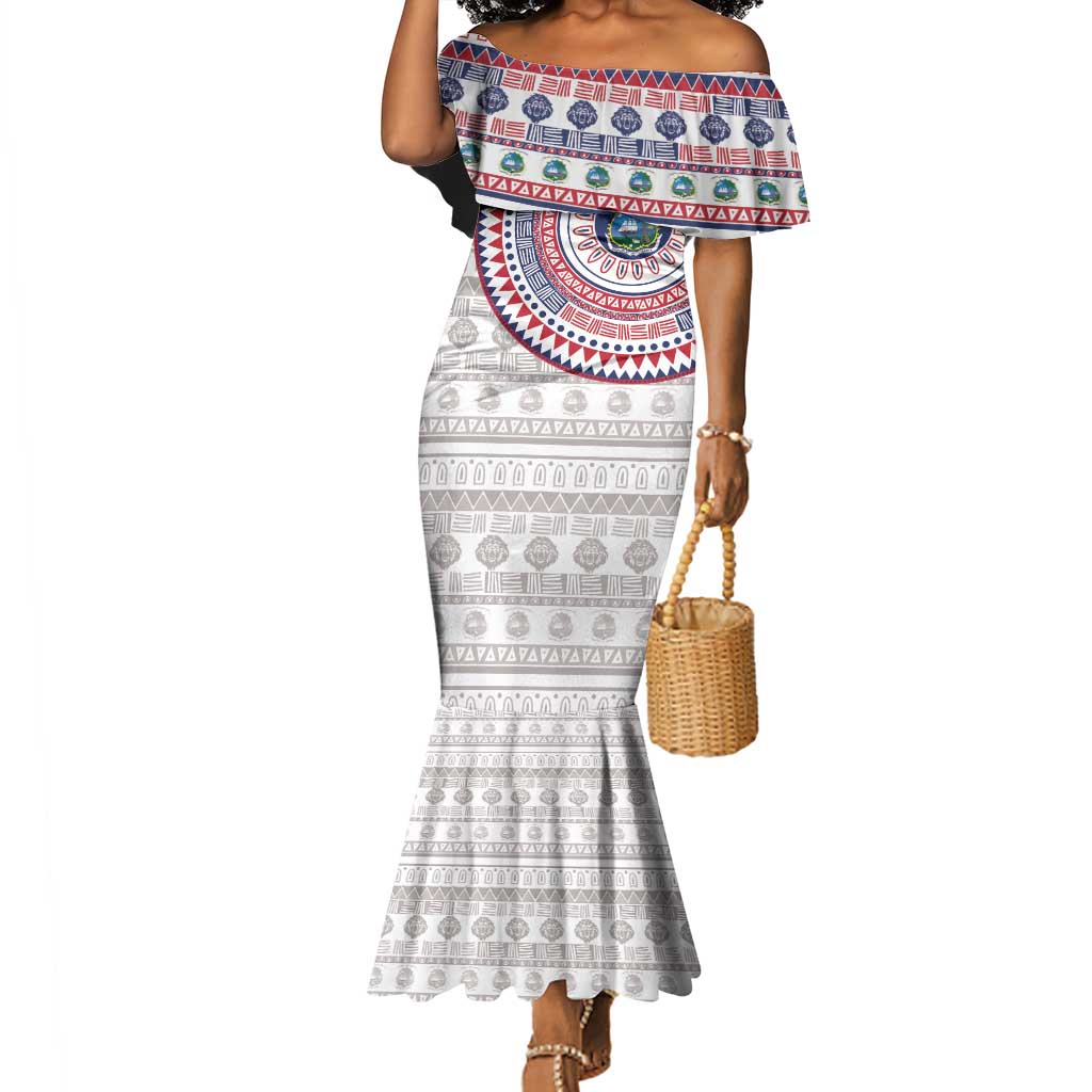 Liberia African Tribal Pattern Mermaid Dress Chest Arm Tattoo