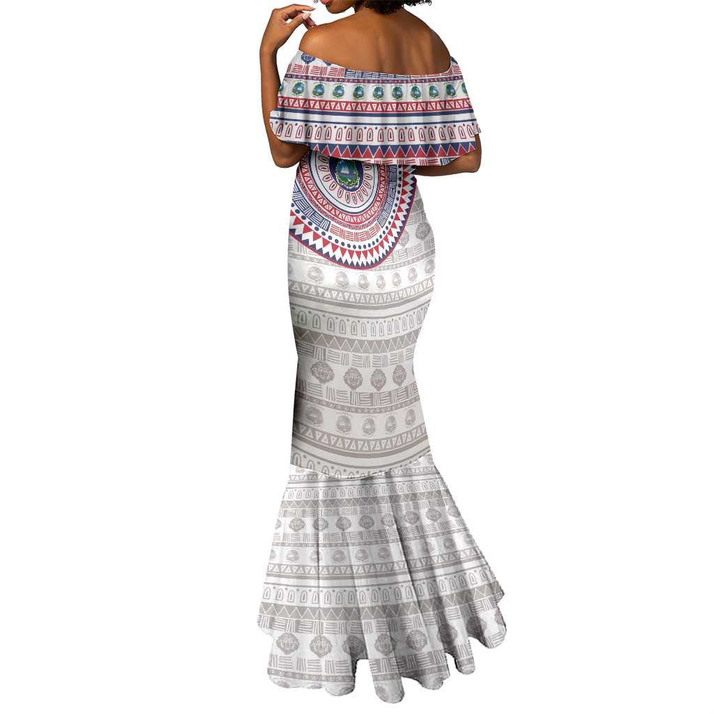 Liberia African Tribal Pattern Mermaid Dress Chest Arm Tattoo
