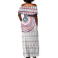 Liberia African Tribal Pattern Off Shoulder Maxi Dress Chest Arm Tattoo