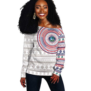 Liberia African Tribal Pattern Off Shoulder Sweater Chest Arm Tattoo