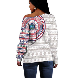 Liberia African Tribal Pattern Off Shoulder Sweater Chest Arm Tattoo