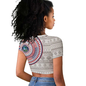 Liberia African Tribal Pattern Raglan Cropped T shirt Chest Arm Tattoo